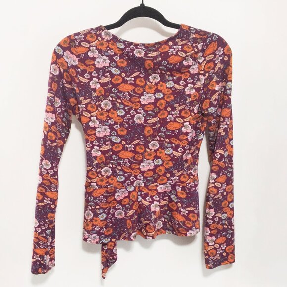 Rebel Sugar Floral Print Wrap Top Size Medium Casual Bohemian Boho V-Neck Soft - Picture 3 of 4